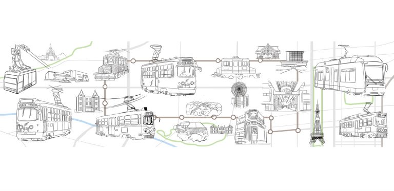 市電ループ化記念イラスト原画